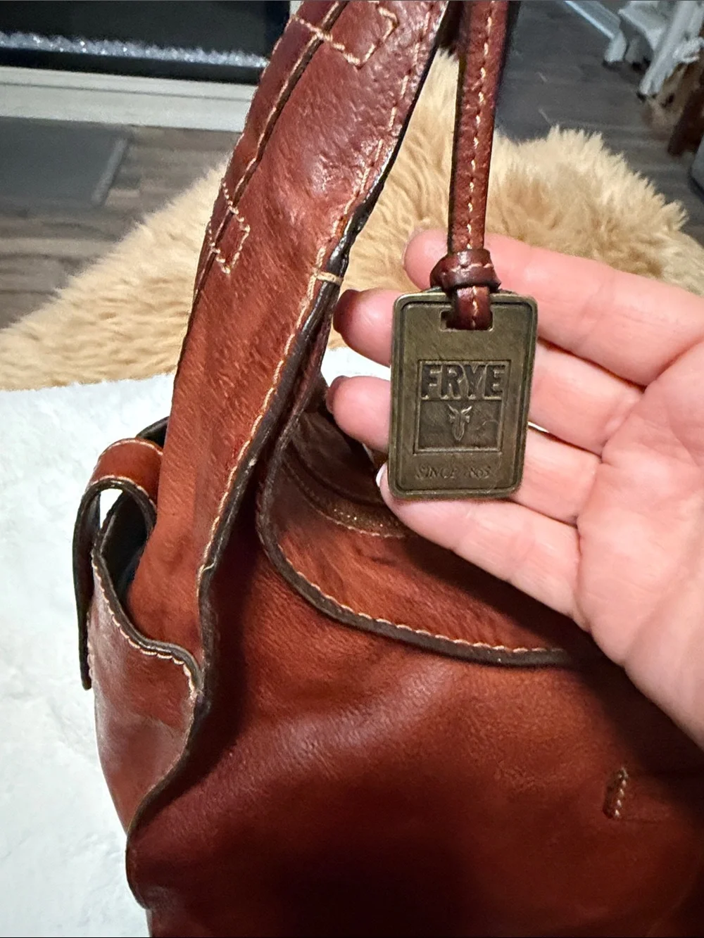 Frye Artesian Hobo Bag in Whiskey Genuine Leather NWT
